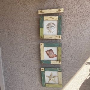 Large nautical wall art, seashells and starfish